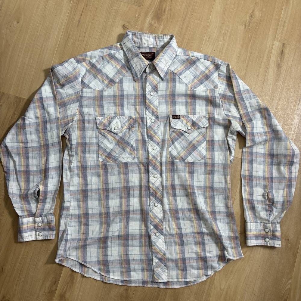 Vintage Wrangler Paid Western Shirt Mean Large Multicolor Cowboy Rodeo Y2K